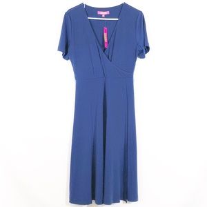 CATHERINE MALANDRINO KNIT FAUX WRAP DRESS - SZ M